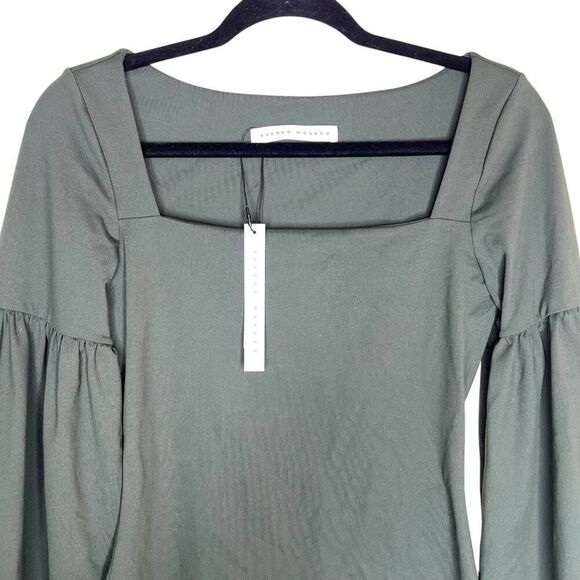 NEW Susana Monaco Bell Sleeve Square Neck Top Hunter Green Small - Picture 4 of 8